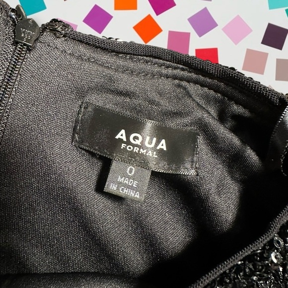 NWT Aqua Black Sequin Cutout Detail Long Sleeve Cocktail Evening Dress Size 0 - Picture 4 of 16